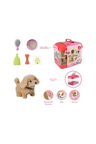 Jnd-6806 Hareketli Köpek Ve Işıklı Sesli Şeffaf Kafes Seti -vardem Oyuncak Standart