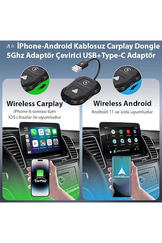 Coofbe Auto Car Play Ve Apple Uyumlu iOS Dönüştürücü Carplay Dongle Kablosuz Çevirici