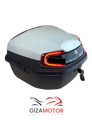 Işıklı + Sırt Dayamalı 33 Litre Motosiklet Çantası Açık Nardo Gri