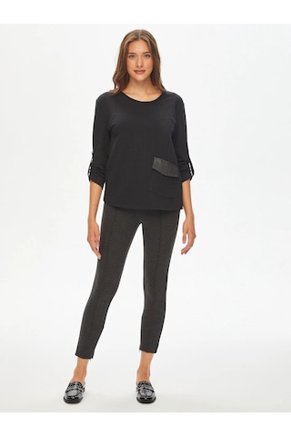 Faik Sönmez Dokuma Garnili Kadın Uzun Kol Bluz 69153 Siyah