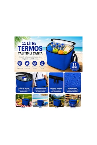 Termal Çanta Termos El Çantası Buzluk Piknik Çantası 11 Lt Soğutucu Çanta Mavi