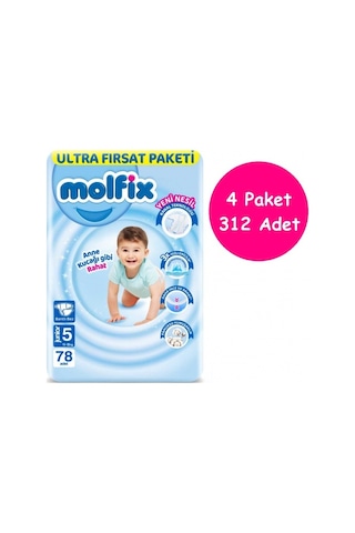 Molfix Bebek Bezi 5 Beden Junior 312'li 4'lü