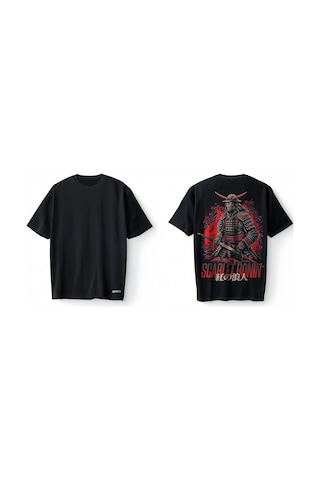 Bumeta Scarlet Ronin Japon Samuray Baskılı Oversize Unisex Tişört T-shirt Siyah