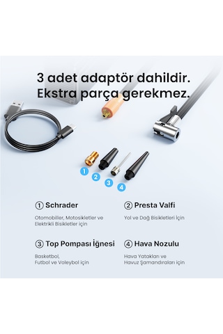 Vention Taşınabilir Bataryalı Ve Çok Fonkisiyonlu Oto Hava Pompası Siyah