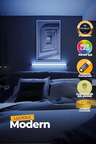 Luciole Led Abajur Aplik Gece Lambası Rgb Lambader 16 Renkli Uzaktan Kumandalı Işık 4 Animasyonlu Diğer