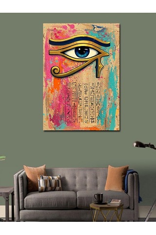 Kanvas Tablo Horus Un Gözü Ve Metinler 50cmx70cm