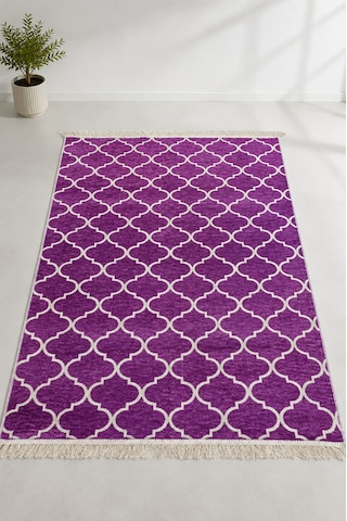 Kilim Paspas Çok Amaçlı Halı Makinede Yıkanabilir Toz Yapmaz Lila 2