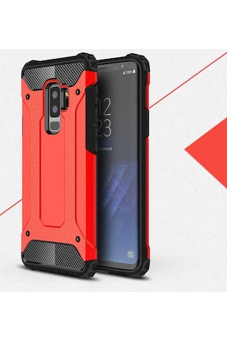 Noktaks - Samsung Galaxy Uyumlu S9 Plus - Kılıf Çift Katman Zırh Tank Crash Military Kapak - Rose Gold