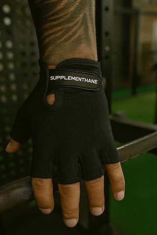Supplementhane Fitness Ağırlık Body Sporcu Deri Eldiven - Siyah Siyah