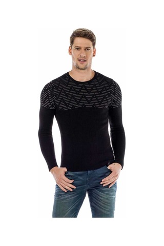 Cipo & Baxx Cp170 Bisiklet Yaka Desenli Slim Fit Erkek Triko 001