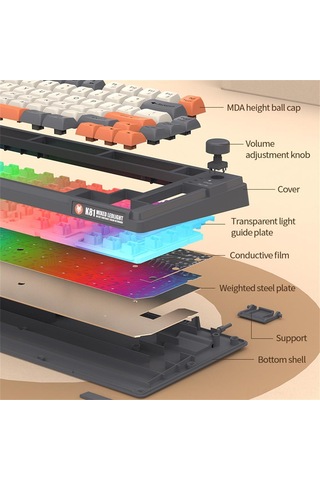 Maiyame Abs Plastik Renkli Arkadan Aydınlatmalı 81 Tuşlu Kablolu Usb Oyun Klavyesi - Mavi, Alacakaranlık, Menekşe