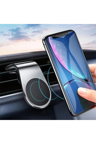 Manyetik Slim L Tipi Sarsılmaz Montaj Araba Klimasına Takılan Mandallı Mıknatıslı Telefon Tutucu