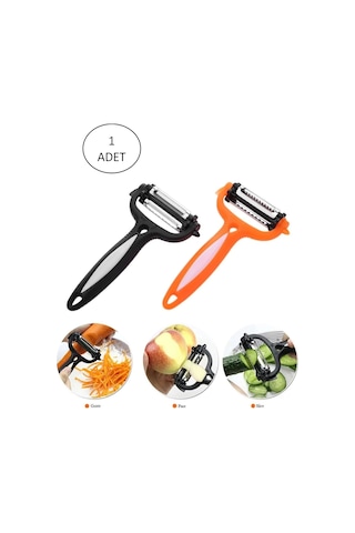 Renkli Saplı 3 Başlı Çelik Soyacak - Soyucu Çok Renkli