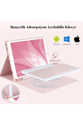 Apple Uyumlu iPad 11. Nesil A16 Çipli 2024 2025 Klavyeli Tablet Kılıfı Klavye + Stand