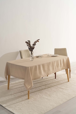 Nora Bej Zarf Köşe Masa Örtüsü 150x220 Cm Bej