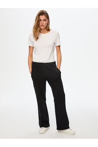 Payet Şerit Garnili Wide Leg Fit Eşofman Alt W26esa006 Uw26esa00610 Siyah