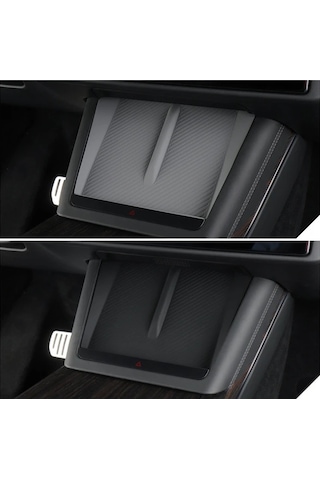 Honeybeeshop Tesla Model X/s 2022 2024 İçin Silikon Pedi Kaymaz Sarj Merkezi Konsol Aksesuarı Teknik Beyaz Ahşap Desenli