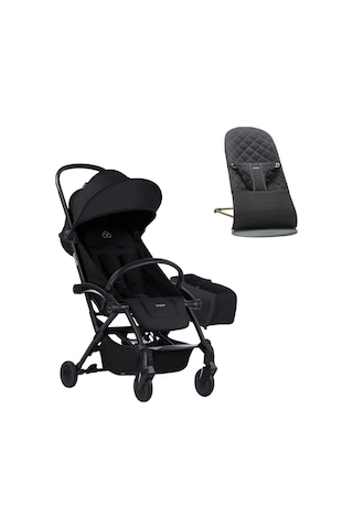 Bumprider Connect³ Bebek Arabası Black-black & Yan Düzenleyici Çanta & Babybjörn Bliss Ana Kucağı Woven Black