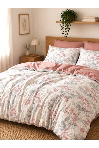 Mystory Home Lastikli Çarşaflı Çift Kişilik Nevresim Takımı Flora Mint