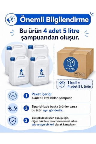Sinep Profesyonel Protein İçerikli Onarıcı Şampuan 5 Litre X 4 Adet 1 Koli