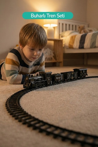 Işıklı Ve Sesli Buharlı Tren Set 15 Parça