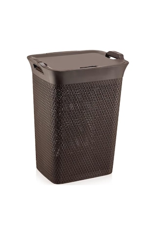 Omnipazar Sy-4630 Plastik Safir Kirli Çamaşır Sepeti 55 Lt Kahverengi Kahverengi