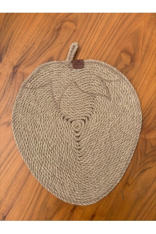 Doğal Jüt İp Elma Şekilli Amerikan Servis - Supla 38x35 Cm Şık Ve Rustik Dokunuş Natural