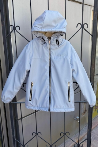 Erkek Çocuk Sabit Kapüşonlu Metal Armalı İçi Kürklü Mont Km3987 Gri