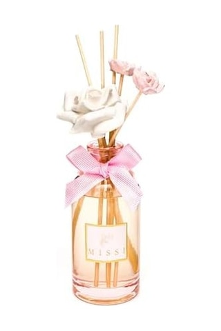 180 Ml Pembe Cam Şişe Çiçek Seramik Taş Bambu Çubuklu Garden Rose-pudra Oda Kokusu Abundance Prosperity