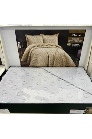 Jakarlı Sakallı Yatak Örtüsü Tek Kişilik Damla Gri Diğer