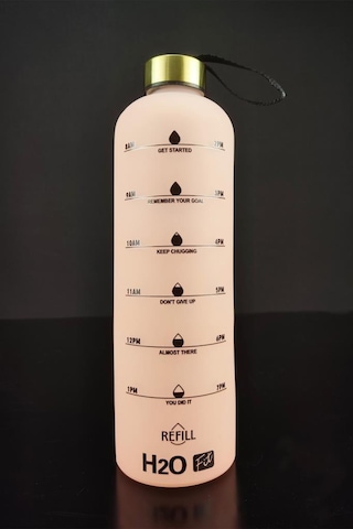 Digithome H2o Motivasyon Cam Matara Su Şişesi 1000 Cc Pembe - H2o87193 - Hyt
