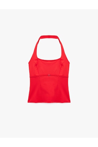 Koton Toka Detaylı Slim Fit Kolsuz Halter Yaka Bluz Kırmızı 6sal30306ık