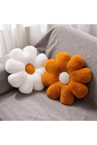 Tenfowee 40x40 Cm Kahverengi-beyaz Renkli Çiçek Desenli Dekoratif Yastık, Konforlu Ve Dayanıklı Ev Dekoru Aksesuarı