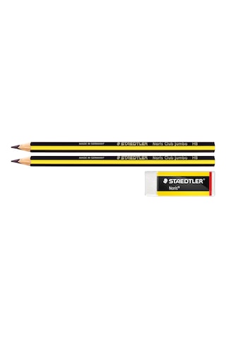 119 Noris Clup Jumbo Kurşun Kalem Hb 2 Adet & 526 N20 Noris Silgi 103 Ivory