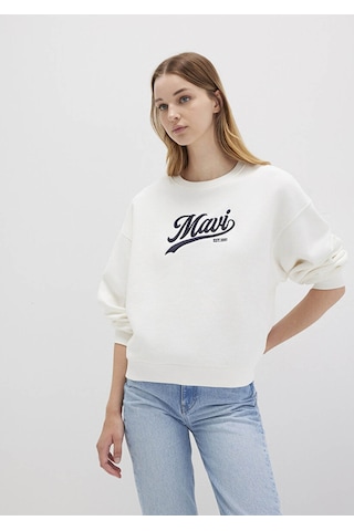 Mavi Logo Baskılı Ekru Kadın Sweatshirt M1s10419-80194 Ekru