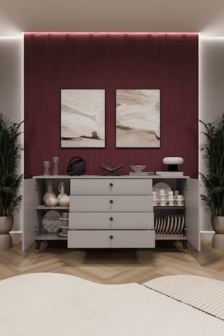 Asra Trend Lüks Konsol Tv Ünitesi %100 Mdf Salon Ve Yemek Odası Ünitesi Knsl04 Kül Gri