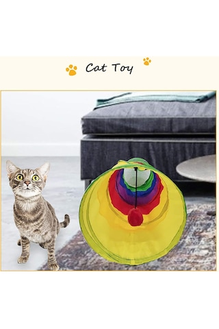 Justie Pet Gökkuşağı Katlanabilir Kedi Oyun Tüneli