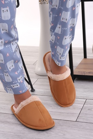 Wordex U050 Unisex Kışlık Ev İçi Kürklü Yünlü Terlik Hardal