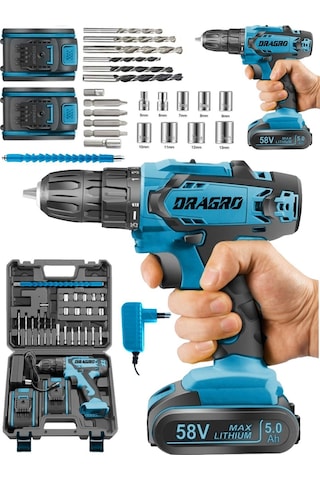 Dragro Alman Drg-krc 58 V 5 Ah Darbeli Bakır Sargılı Metal Şanzuman Şarjlı Çift Akülü Vidalama Matkap Mavi Fişli Dragro Alman Drg-krc 58 V 5 Ah Darbeli Bakır Sargılı Metal Şanzuman Şarjlı Çift Akülü Vidalama Matkap Mavi Fişli
