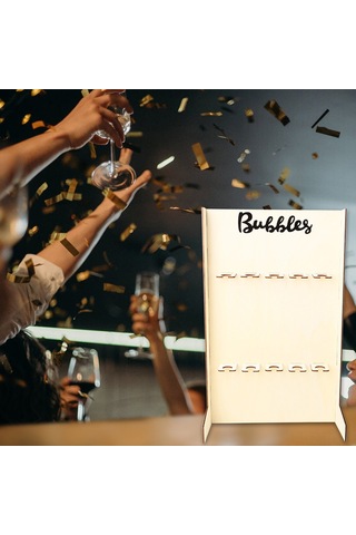 Hangfox Ahşap Şampanya Ve Bardak Tutucu - Düğün/parti Serim Aracı, 10 Bardak Kapasitesi, Kolay Montajlı 550x345x250mm