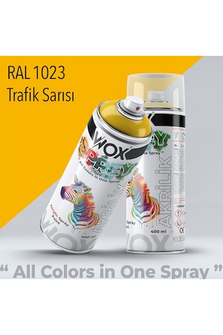 Wox Akrilik Sprey Boya, Ral 1023, Trafik Sarısı 400 Ml.