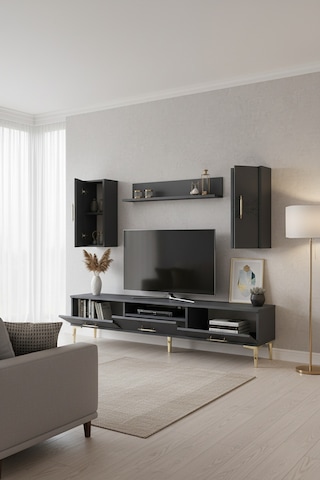 Tvr1832ag Slim Tv Ünitesi Takımı Antrasit-gold 180cm