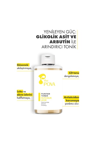 The Pova Glikolik Asit İçerikli Gözenek Sıkılaştırıcı ve Leke Karşıtı Tonik 200 ML