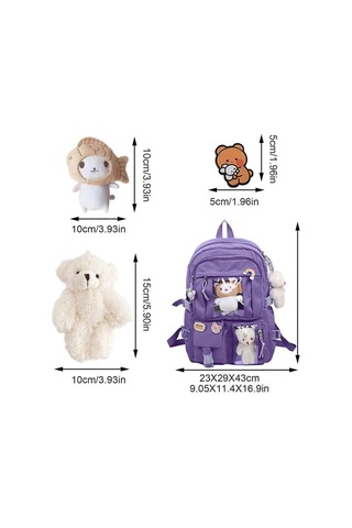 Büyük Kapasiteli Okul Çantası Aksesuarları Sırt Çantası Öğrenci Malzemeleri Taşınabilir Japon Polyester Naylon Mor Dizüstü Bilgisayar Kitap Diğer