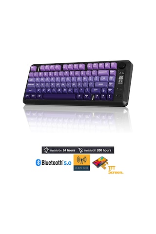 Freewolf M75 Kablosuz Bt+2.4ghz Oled Tft Ekranlı Membran Reinbow Aydınlatmalı Gaming Oyuncu Klavye