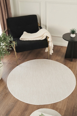 Sisalux 3081 Krem Bej Yuvarlak Sisal Dokuma Jüt Kilim Hav Toz Vermez Mutfak Oturma Odası Halısı Krem - Bej