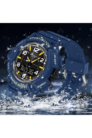 Sones Skmeı 2115 Çok İşlevli Erkek Açık Hava 30m Su Geçirmez Ay Fazı Kuvars Saat Altın