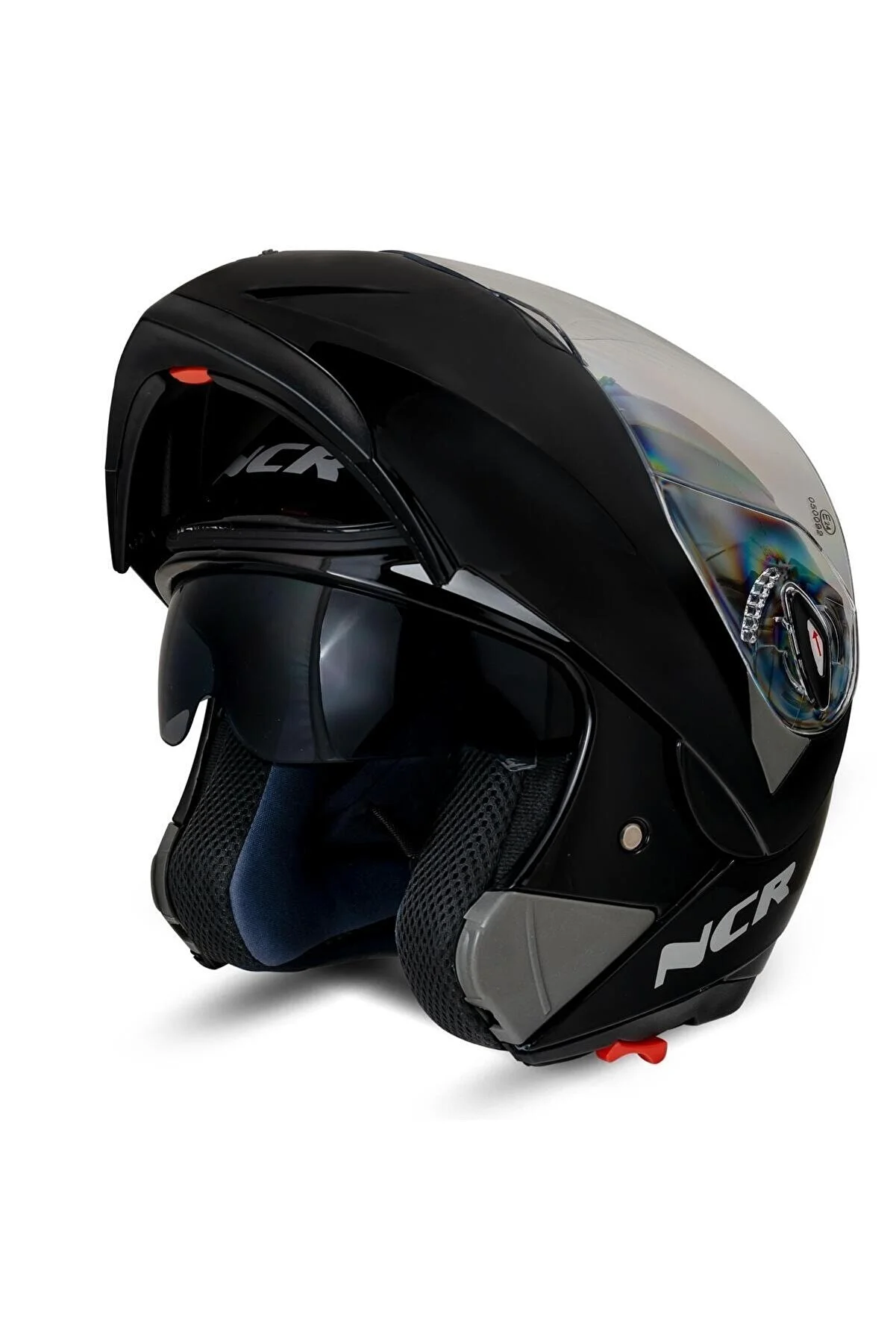 Ncr Çene Açılır Motor Kaskı Vizörlü Parlak Siyah Parlak Siyah