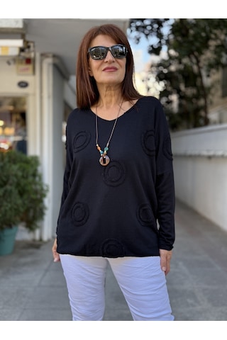 Butik İtalyan Kadın Yün Karışımlı Triko Siyah