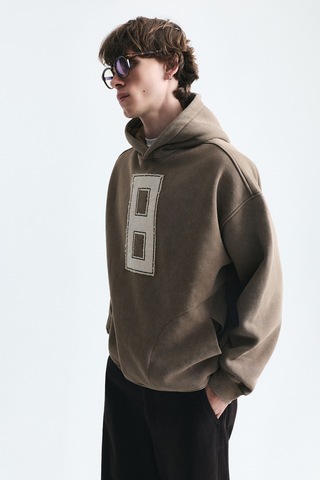 Vamos Numara Baskılı Oversize Sweatshirt Vizon